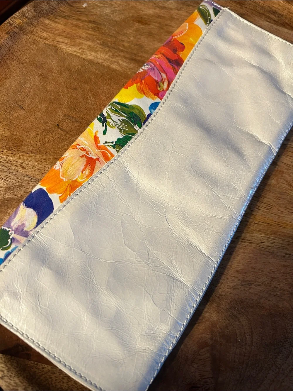 Maurizio Taiuti White Clutch with Vibrant Floral Flap Italy